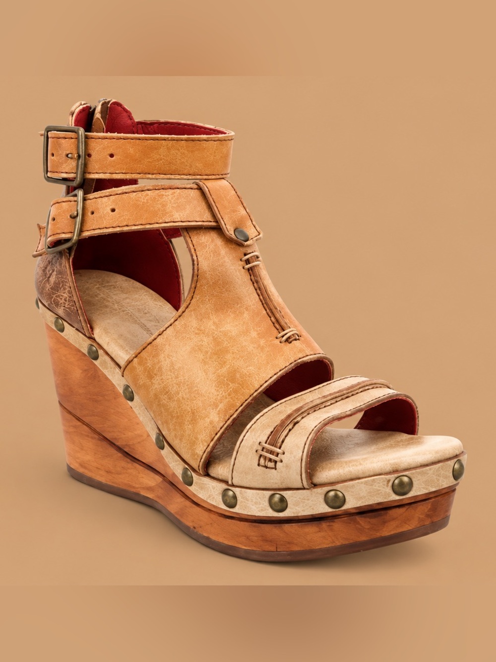 Bed Stu Princess Platform Wedge Sandals Cafe Latte Lux Size 9 BNWT